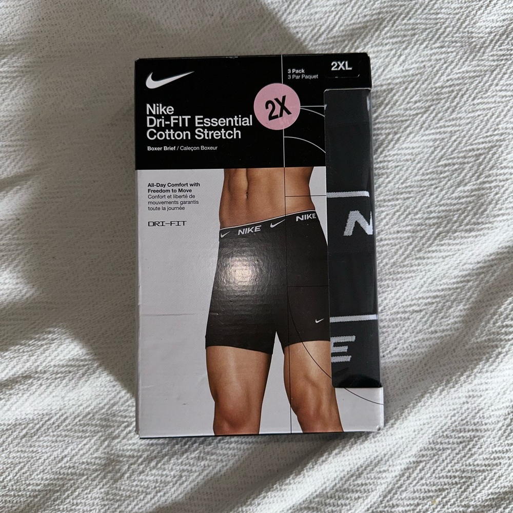 Nike Black Boxer Briefs 3-Pack - Dri-FIT Cotton Stretch